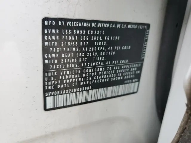 2018 VOLKSWAGEN TIGUAN S  