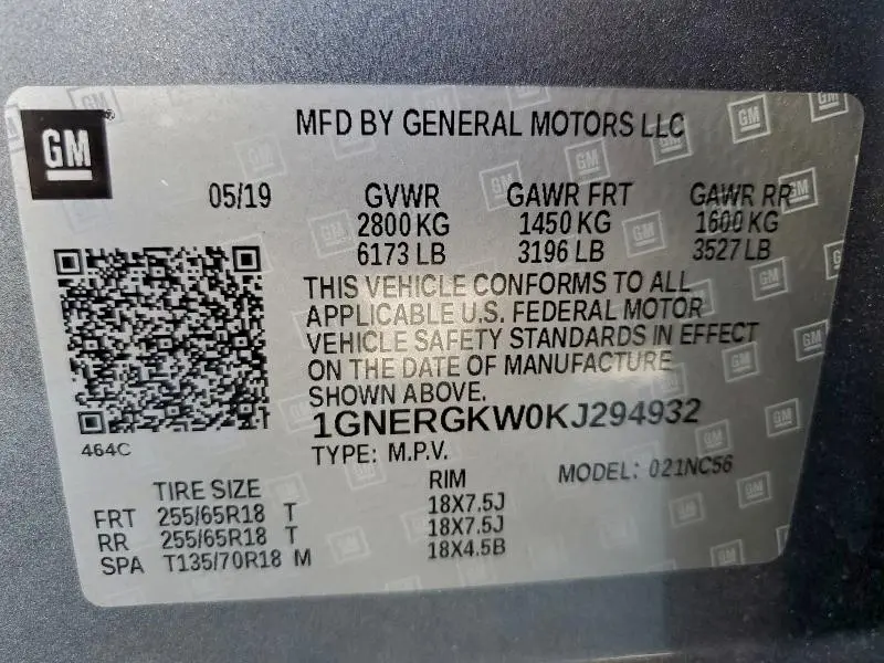 2019 CHEVROLET TRAVERSE LT  