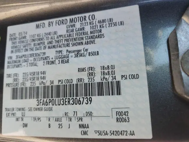 2014 FORD FUSION SE HYBRID  