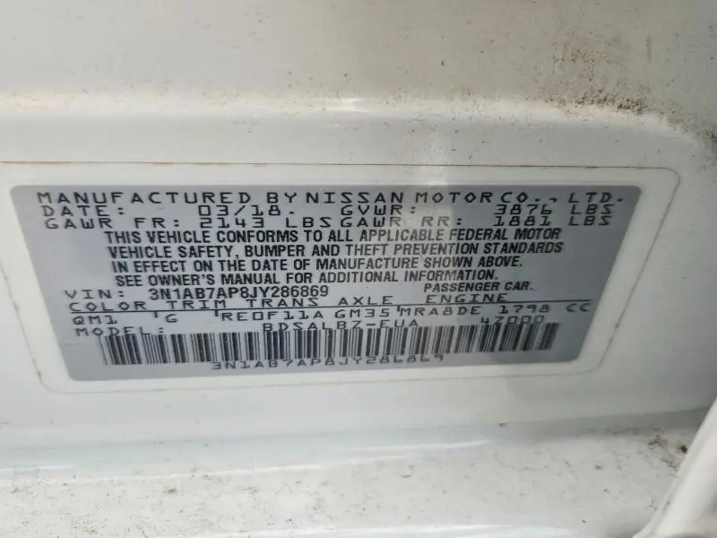 2018 NISSAN SENTRA S  