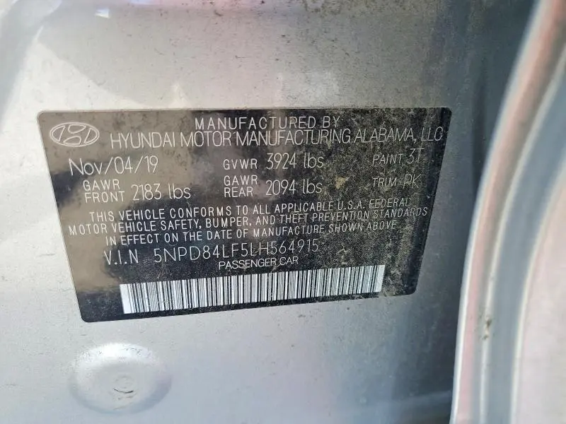 2020 HYUNDAI ELANTRA SEL  