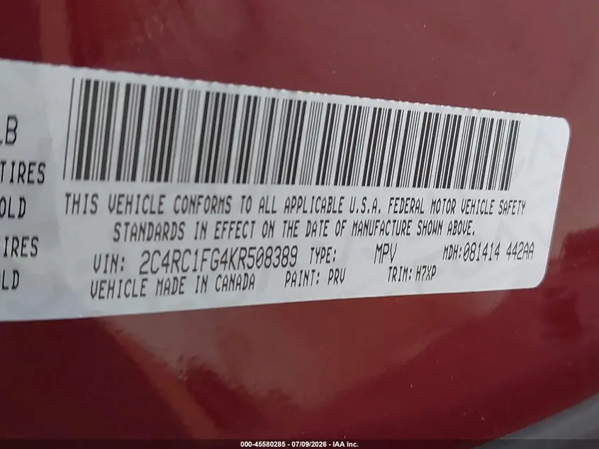 2019 CHRYSLER PACIFICA TOURING PLUS