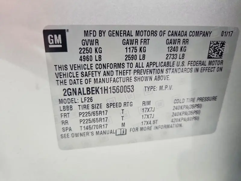 2017 CHEVROLET EQUINOX LS  