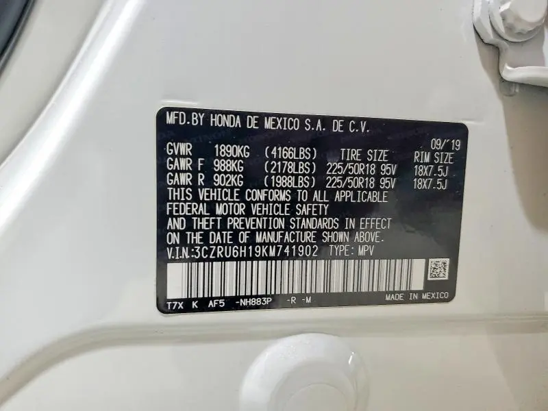 2019 HONDA HR-V SPORT  