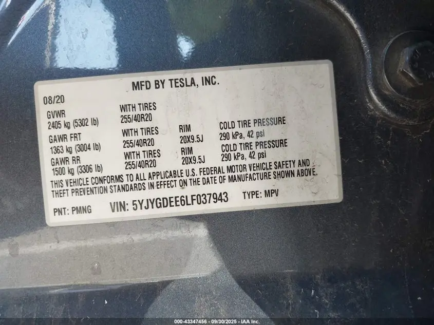 2020 TESLA MODEL Y LONG RANGE DUAL MOTOR ALL-WHEEL DRIVE