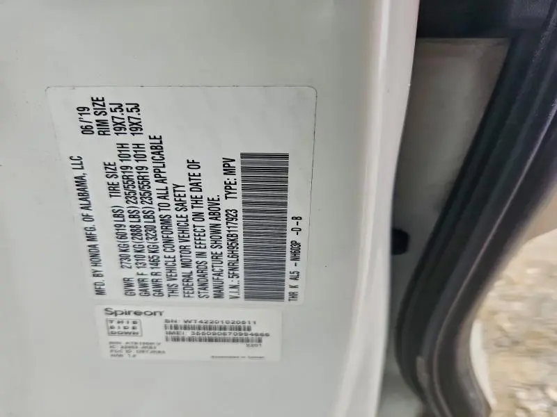 2019 HONDA ODYSSEY ELITE  