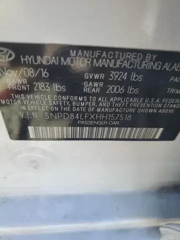 2017 HYUNDAI ELANTRA SE  
