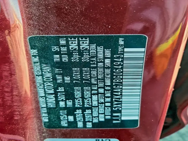 2011 HYUNDAI SANTA FE LIMITED  