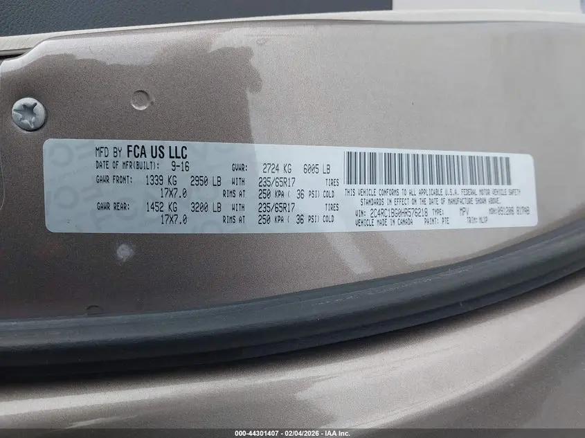 2017 CHRYSLER PACIFICA TOURING-L