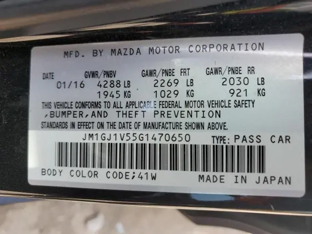2016 MAZDA 6 TOURING  