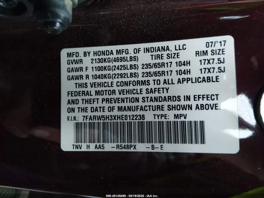 2017 HONDA CR-V LX