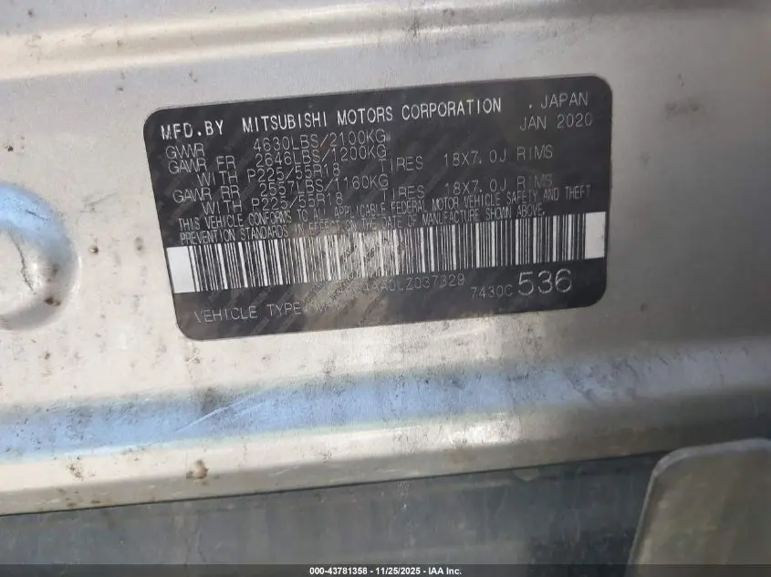 2020 MITSUBISHI ECLIPSE CROSS LE 1.5T