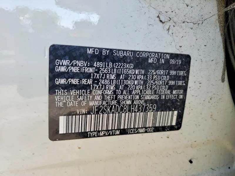 2020 SUBARU FORESTER   