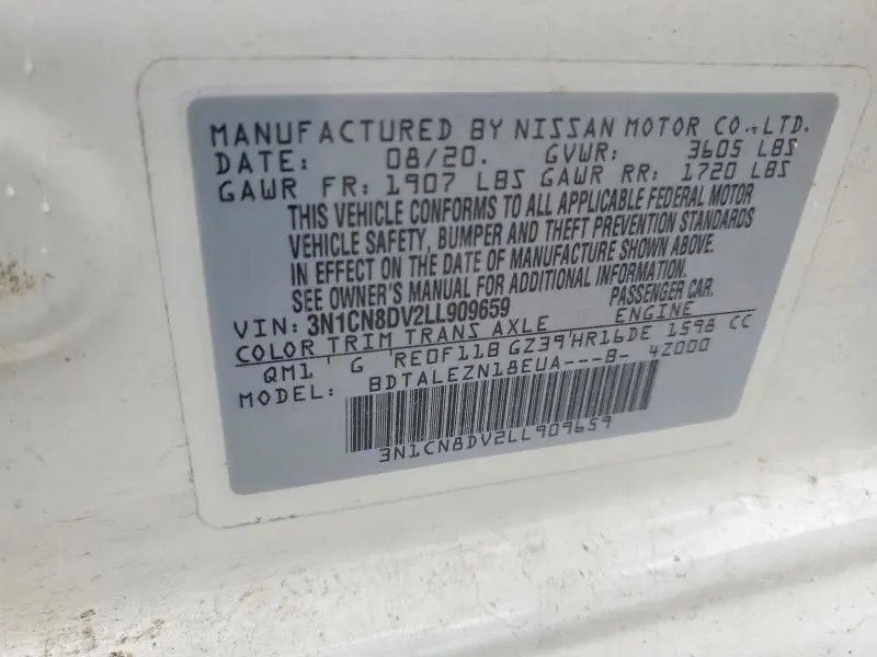2020 NISSAN VERSA BASE   