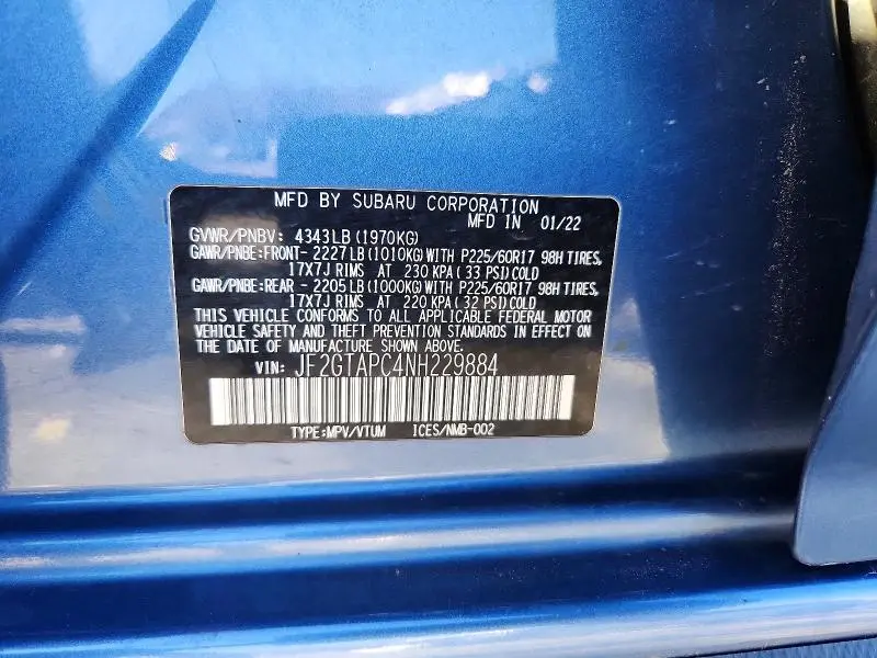 2022 SUBARU CROSSTREK PREMIUM  