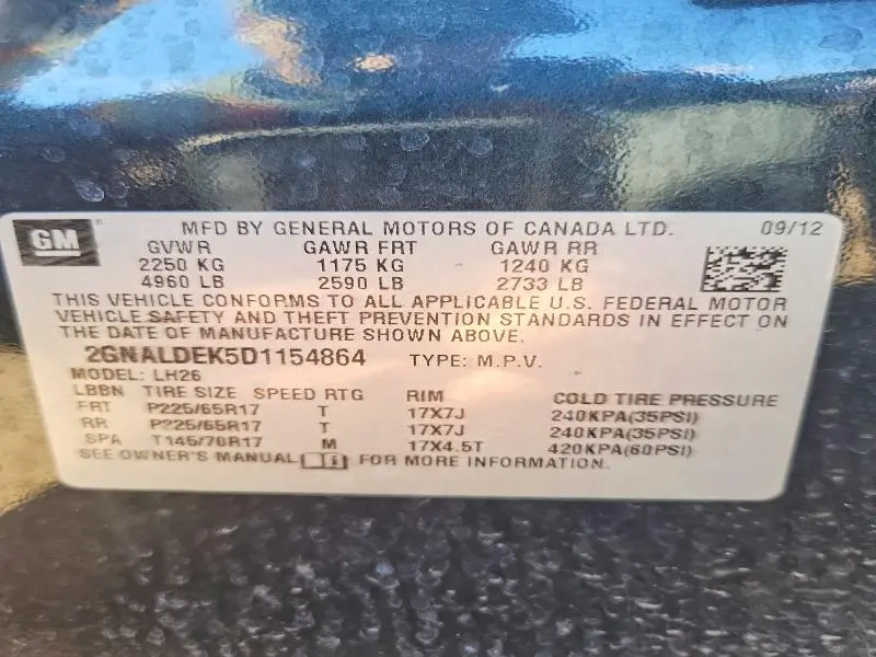 2013 CHEVROLET EQUINOX LT  
