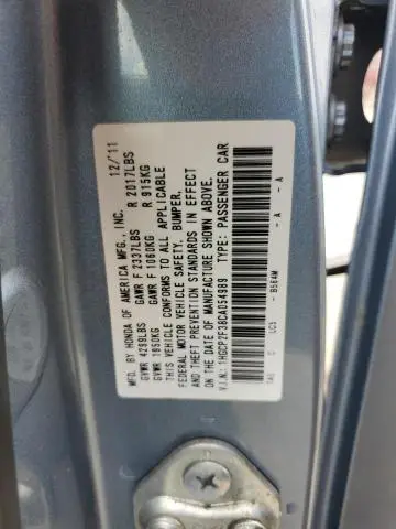 2012 HONDA ACCORD LX  