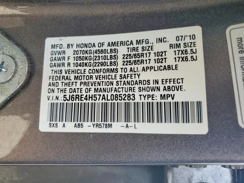 2010 HONDA CR-V EX  