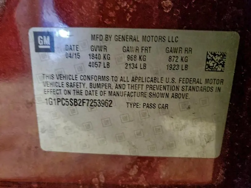 2015 CHEVROLET CRUZE LT  