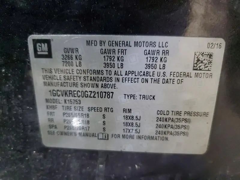 2016 CHEVROLET SILVERADO K1500 LT  