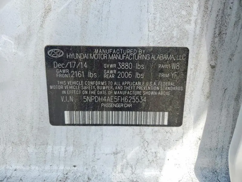 2015 HYUNDAI ELANTRA LIMITED  