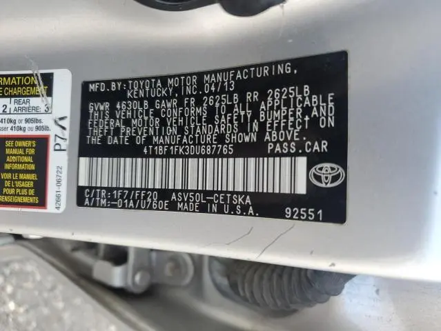 2013 TOYOTA CAMRY L  