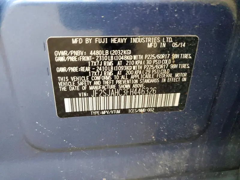 2015 SUBARU FORESTER 2.5I LIMITED  