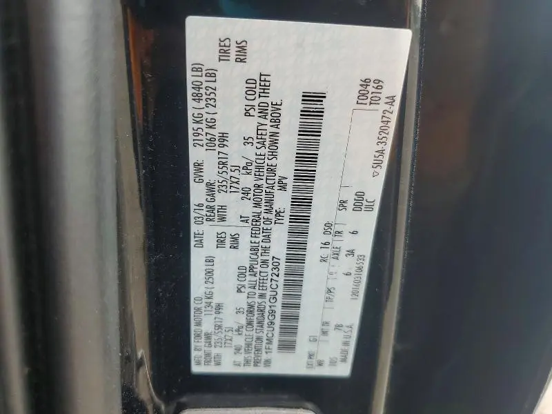 2016 FORD ESCAPE SE  