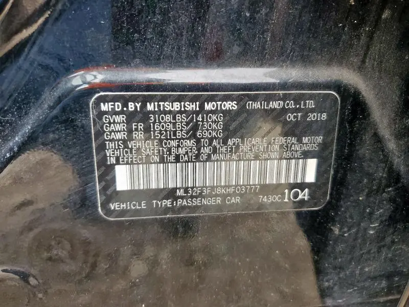 2019 MITSUBISHI MIRAGE G4 ES