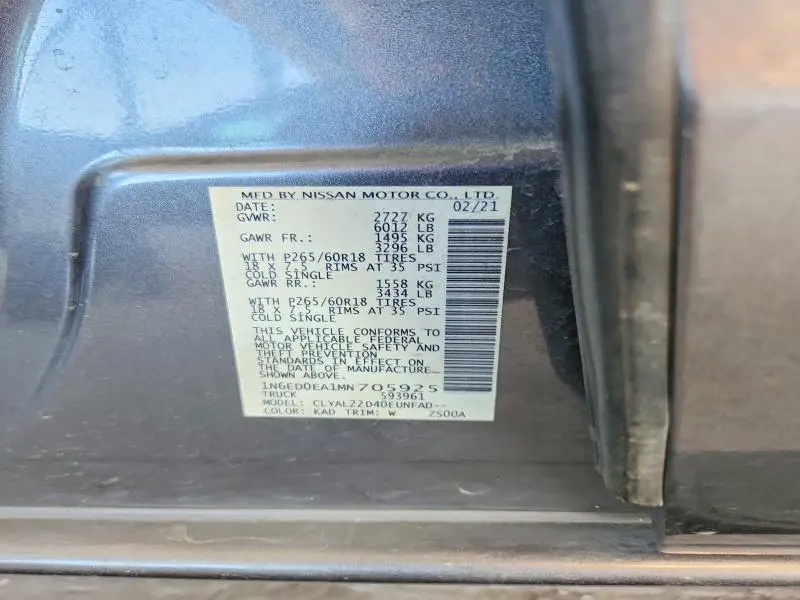 2021 NISSAN FRONTIER SV  
