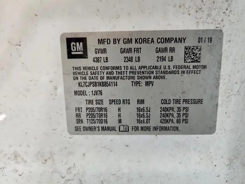 2019 CHEVROLET TRAX 1LT  