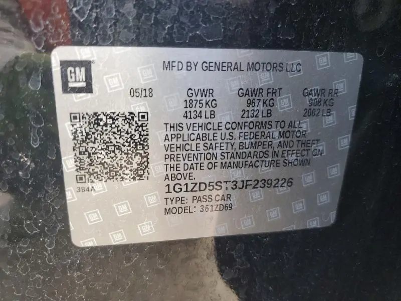 2018 CHEVROLET MALIBU LT  