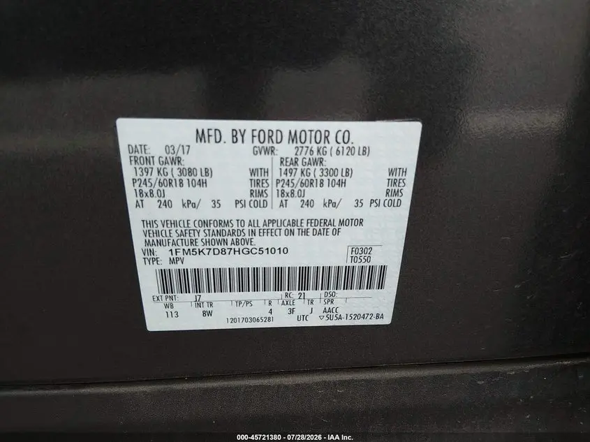 2017 FORD EXPLORER XLT