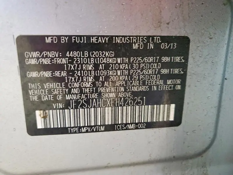 2014 SUBARU FORESTER 2.5I PLUS  