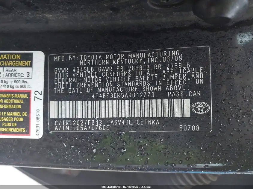 2010 TOYOTA CAMRY LE