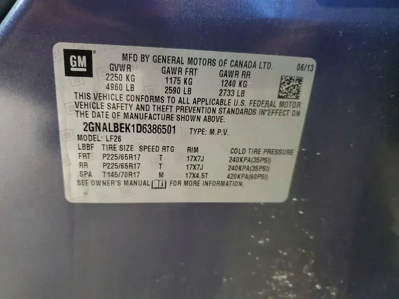 2013 CHEVROLET EQUINOX LS  