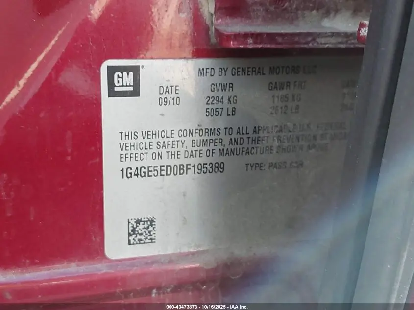 2011 BUICK LACROSSE CXS