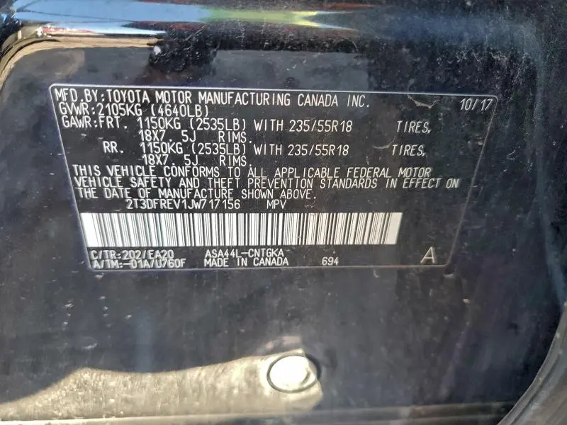 2018 TOYOTA RAV4 LIMITED  