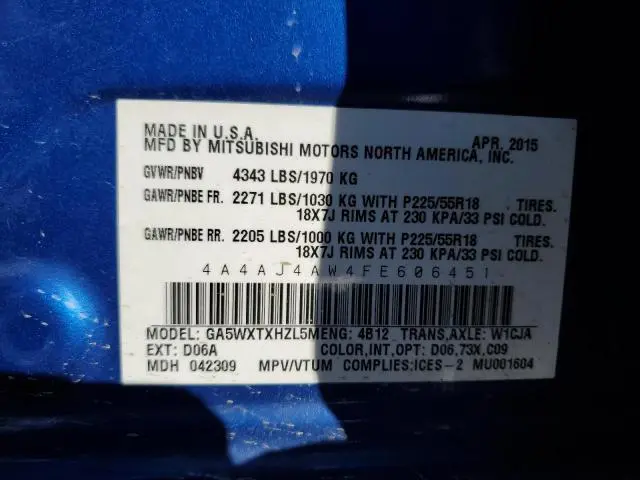 2015 MITSUBISHI RVR GT  