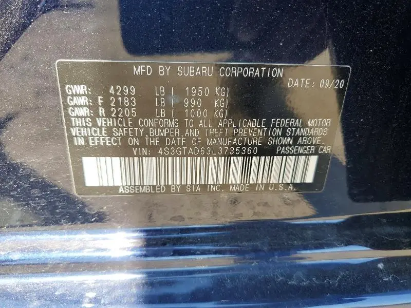 2020 SUBARU IMPREZA PREMIUM  