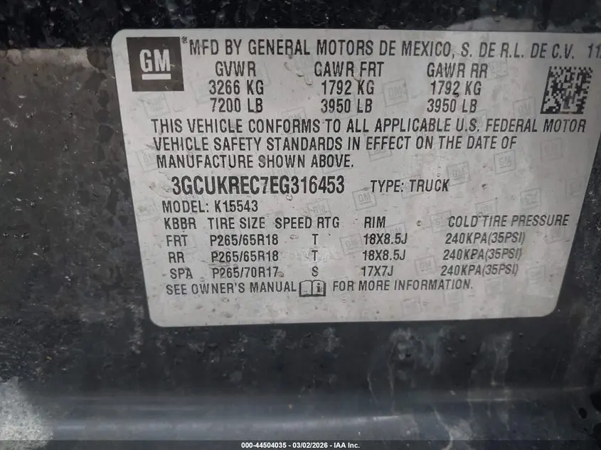 2014 CHEVROLET SILVERADO 1500 2LT