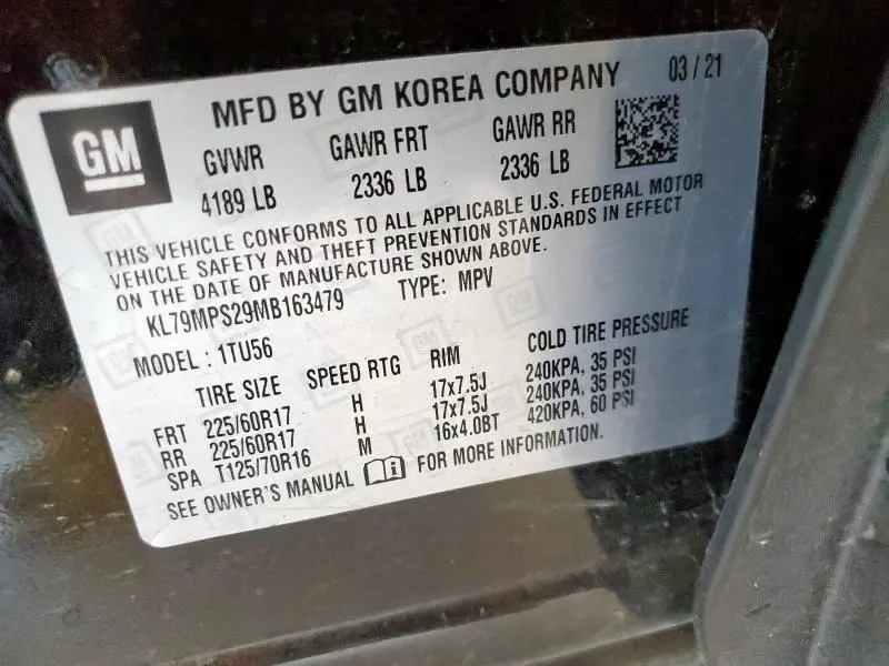 2021 CHEVROLET TRAILBLAZER LT  