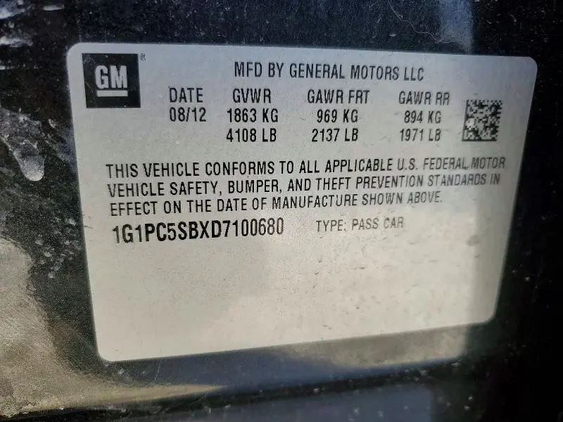 2013 CHEVROLET CRUZE LT  