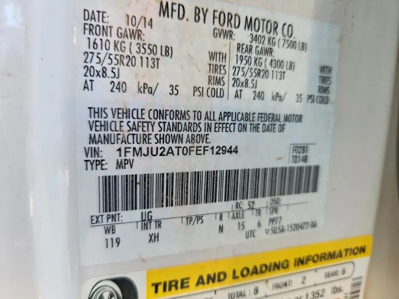 2015 FORD EXPEDITION LIMITED  