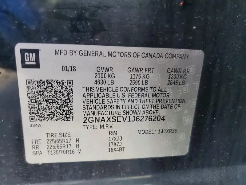2018 CHEVROLET EQUINOX LT  