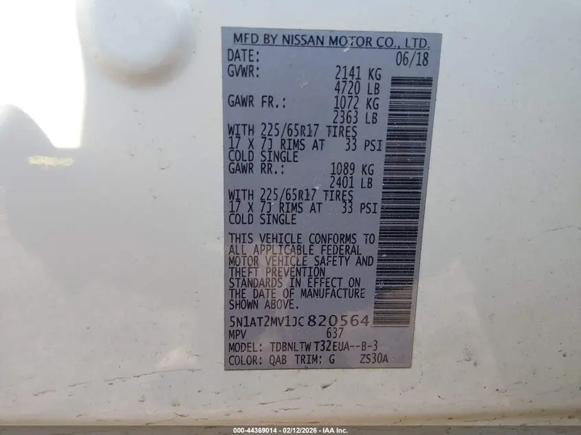 2018 NISSAN ROGUE SV