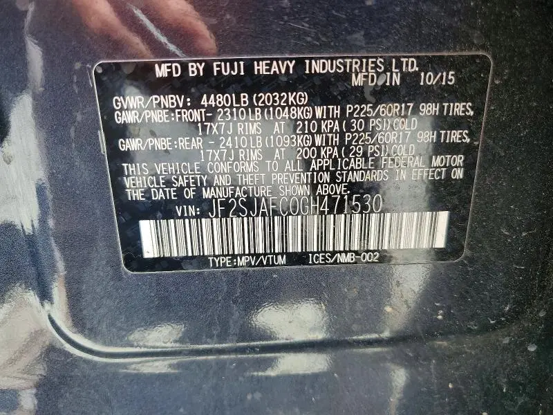 2016 SUBARU FORESTER 2.5I PREMIUM  