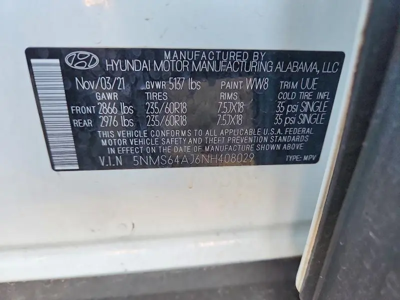 2022 HYUNDAI SANTA FE SEL  