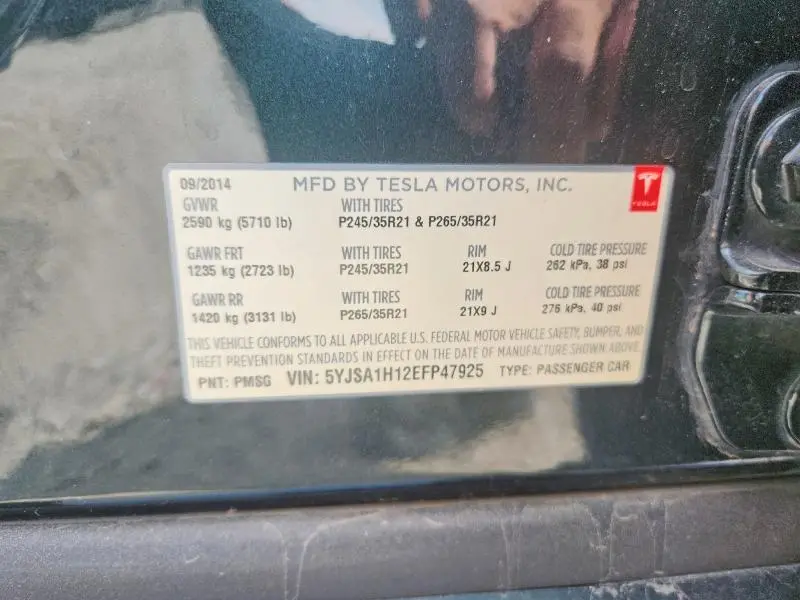 2014 TESLA MODEL S   