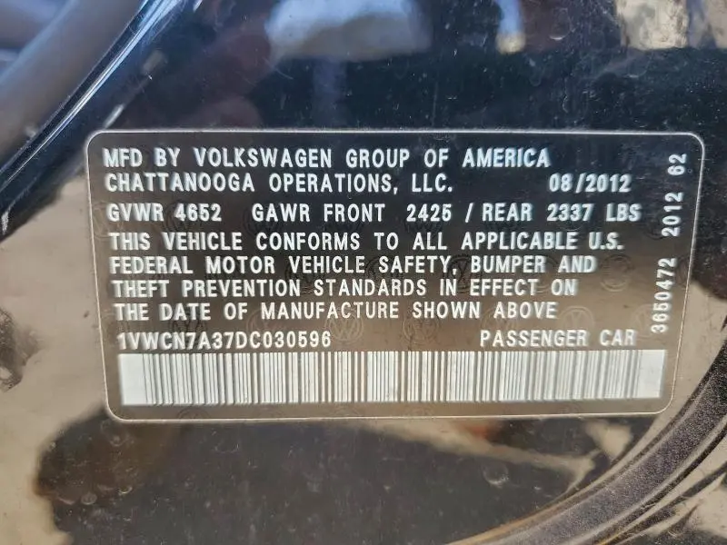 2013 VOLKSWAGEN PASSAT SEL  